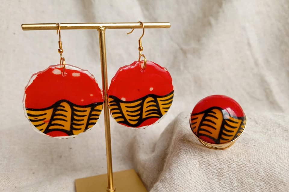 Bijoux en pagne Orange Jaune